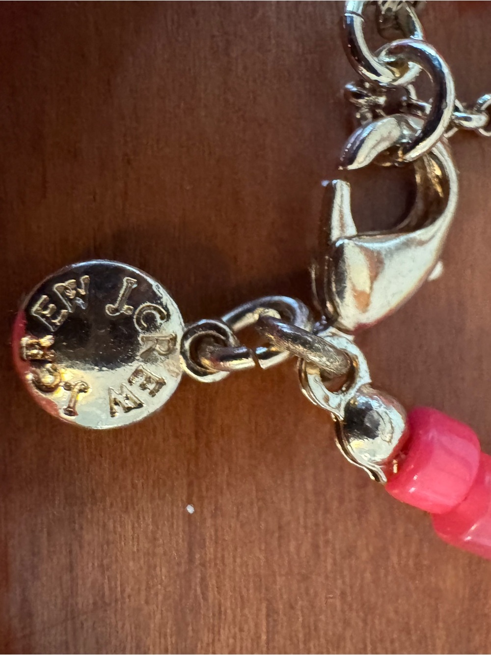 J. Crew Pink Beaded Necklace with Gold Chain Accent